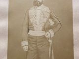 an old photo of a man in a military uniform posing for a picture