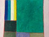 an image of a painting of green, blue, yellow, and red