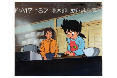 une illustration représentant un garçon et une fille dans une cuisine