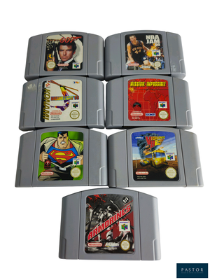 six cartouches de jeux Nintendo empilées les unes sur les autres