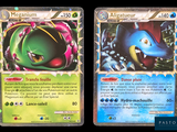 deux cartes Pokémon présentant des motifs différents sur un fond noir