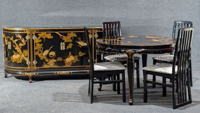 Bel ensemble de salle à manger de style Extrême-oriental chi…