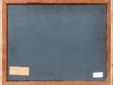 painting of a blackboard in a wooden frame on a brick wall