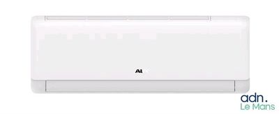a white air conditioner sitting on top of a white wall