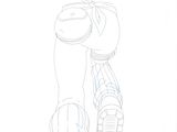 drawing of a man with a helmet and a leg holding a tennis racquet