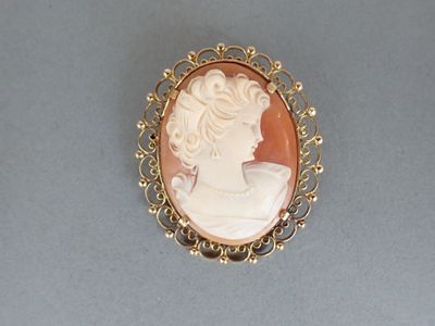 une photo d'une photo représentant une femme portant un collier