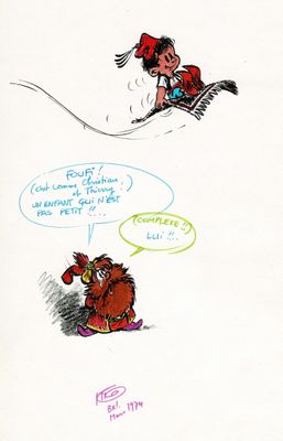 dessin humoristique représentant un homme à cheval et une femme à cheval sur un snowboard