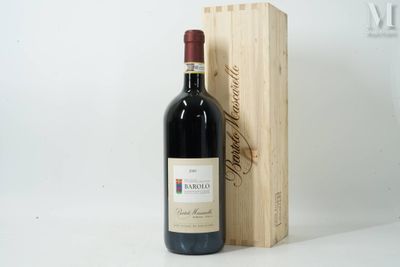 a bottle of wine sitting next to a wooden box