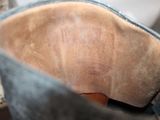 a close up view of a pair of shoes on a counter