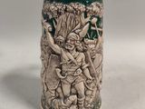 a close up of a cup with a design on it
