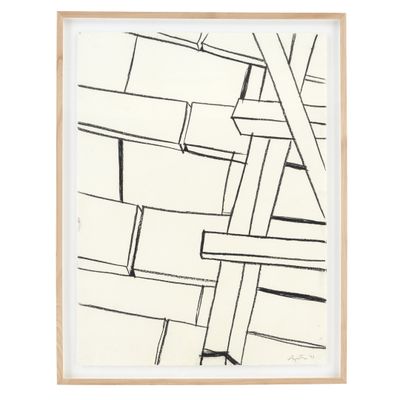 a black and white drawing of lines on a white background