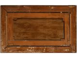 an old wooden picture frame with a picture of a dog in it