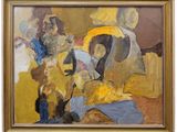 an image of a painting of a group of people sitting on a couch