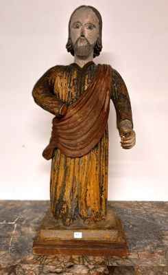 Statue en bois sculpté polychrome représentant un Saint H 78…