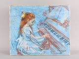 une image représentant un tableau d'une petite fille jouant du piano