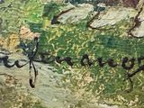an image of a close up of a painting of a person on a horse
