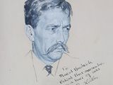 portrait of a man with a pipe in his mouth and a quote on it