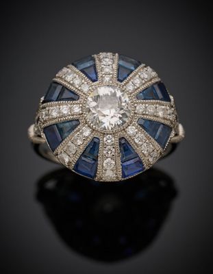 bague art déco en saphir et diamant