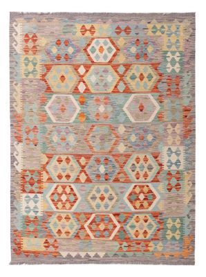 Kilim Afghan en laine Couleur gris, beige et orange 203 x 15…