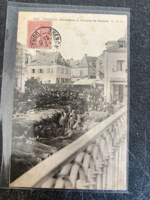 a picture of an old postcard with a picture of a horse drawn carriage