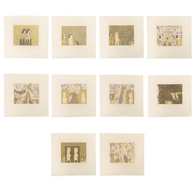 un ensemble de neuf photographies encadrées représentant des personnes dans diverses poses