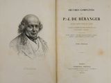 an old book with a drawing of a man in a suit and tie