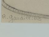 a drawing of a man riding a skateboard on a ramp