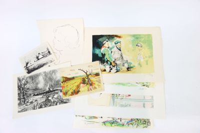 a lot of drawings on a white surface