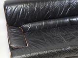 black leather sofa on white background with white background