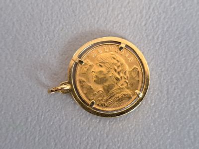 Pièce de 20 Francs suisse 1947 montée en pendentif, monture … - Photo 1