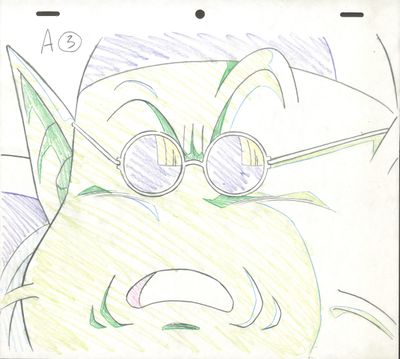 dessin au crayon représentant un personnage de bande dessinée portant des lunettes et affichant une expression triste