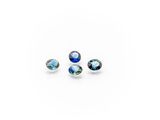 a pair of blue and green gems on a white background