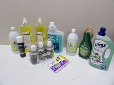 many different types of cleaning products on the table
