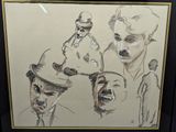 drawing of a group of men with hats and mustaches