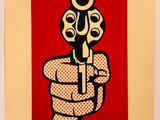 an image of a painting of a hand holding a gun