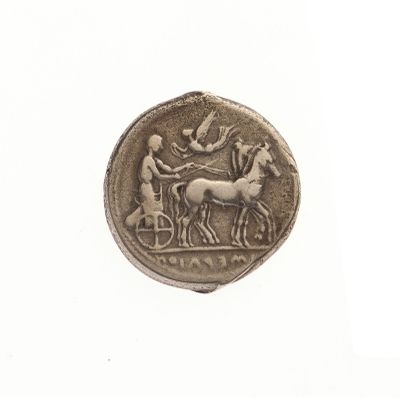 une image représentant une pièce de monnaie sur laquelle figurent un cheval et un homme