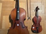 a violin and a violin stand on the floor
