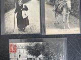 three old black and white photos of a woman riding a horse and a man on a horse