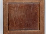 an old wooden picture frame with a brown paint on it