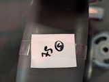 a sticker on the seat of a car with the word go written on it