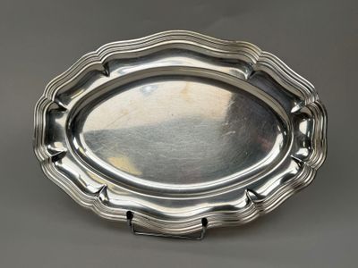 a silver tray that is sitting on a table
