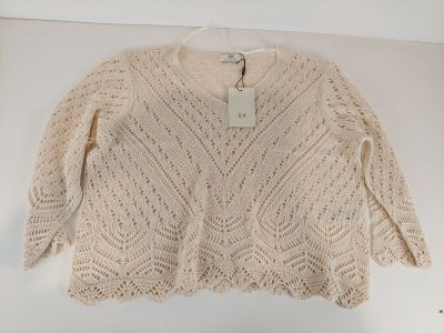 JDY - Pull court en maille ajourée - Manches 3/4 - Taille XL…