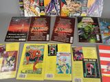 a lot of comic books on the table