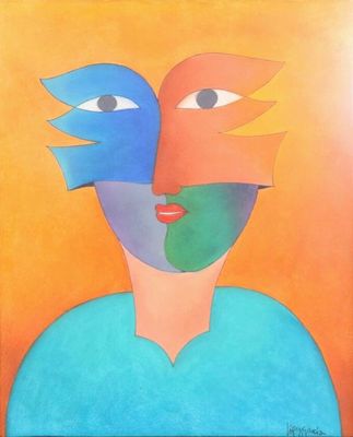 LOPEZ GARCIA (XXème siècle). Portrait. Technique mixte sur p…