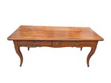 an image of a wooden table with two drawers on top of it