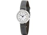 une photo d'une montre-bracelet avec un cadran blanc et un bracelet en cuir noir