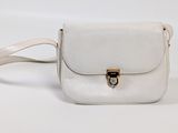 vintage white leather cross body bag with gold hardware