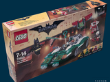 lego batman batmobile set in a box on a blue background
