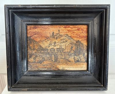 Ecole du du XXe siècle - Vue d'un village minier, encre sur …