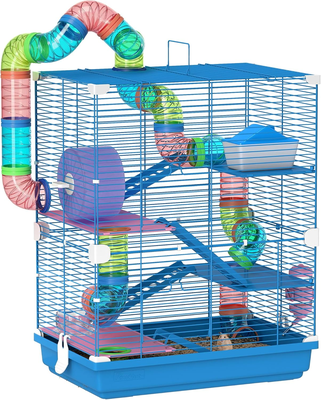 PAWHUT - Cage à rongeurs multi-niveaux - Tunnels et accessoi…
